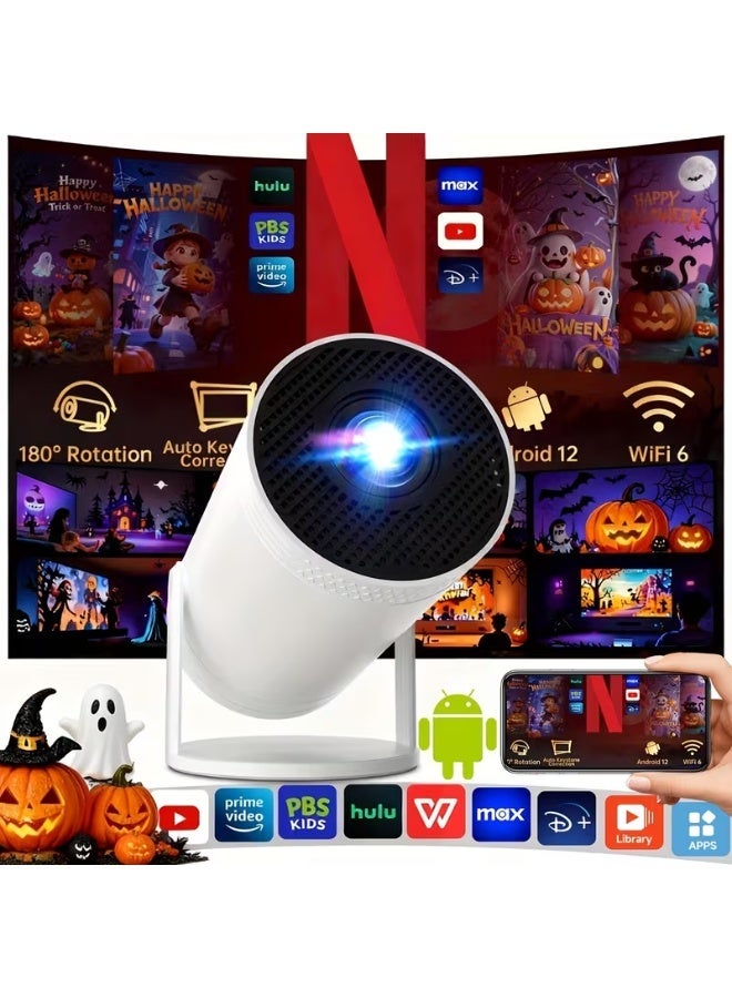 CRONY K1 Portable Projector Pocket 5G WIFI Android11.0 Support 130 Inches Home Theater Full HD for Indoor Outdoor Home Birthday Gift Compatible with TV Stick/HDMI/USB/PS5/iOS/PS4