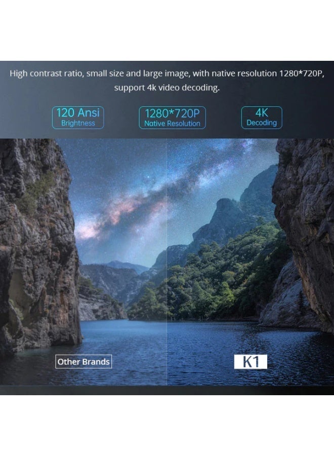 CRONY K1 Portable Projector Pocket 5G WIFI Android11.0 Support 130 Inches Home Theater Full HD for Indoor Outdoor Home Birthday Gift Compatible with TV Stick/HDMI/USB/PS5/iOS/PS4 - Image 4