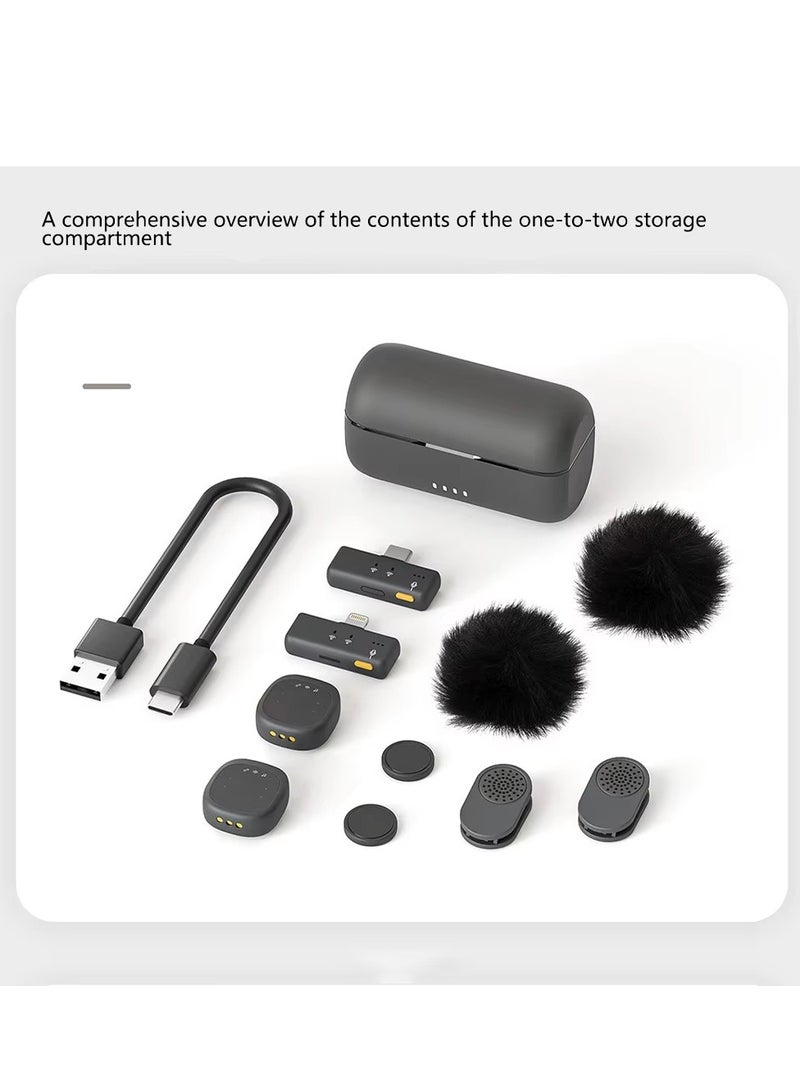 SX27 Professional Dual Wireless Microphone with Magnetic Clips, Noise Cancellation, for iPhone and Type-C Devices, Ideal for Live Streaming and Video Recording with Portable Charging Case - Image 5