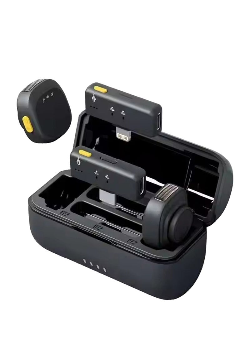SX27 Professional Dual Wireless Microphone with Magnetic Clips, Noise Cancellation, for iPhone and Type-C Devices, Ideal for Live Streaming and Video Recording with Portable Charging Case - Image 1