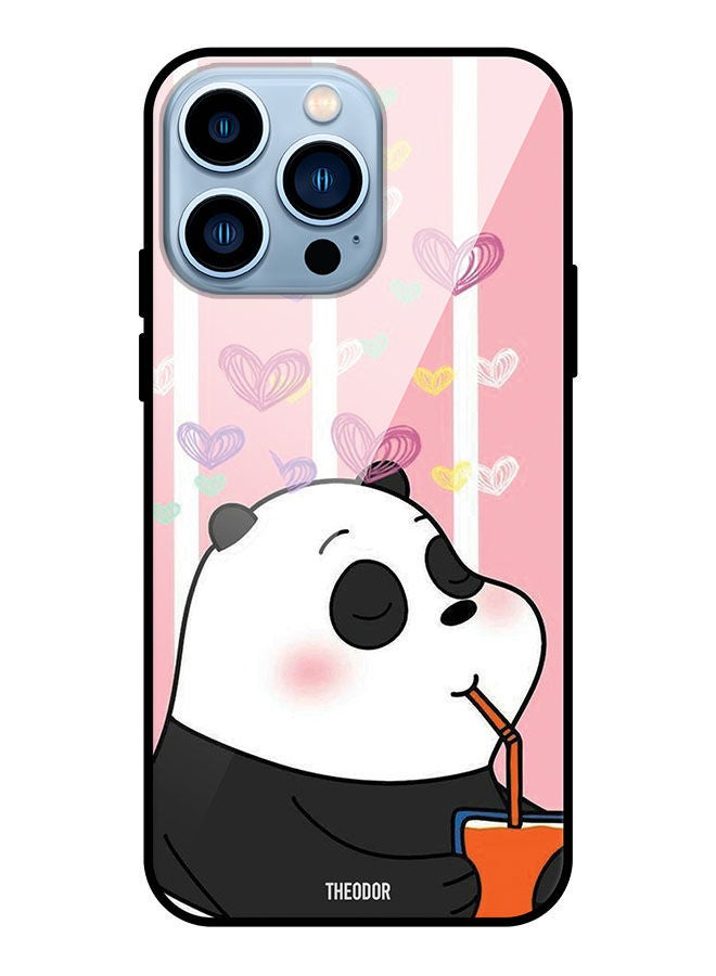 Theodor Protective Tempered Glass Case Cover For Apple iPhone 13 Pro Panda Drinking - Image 1