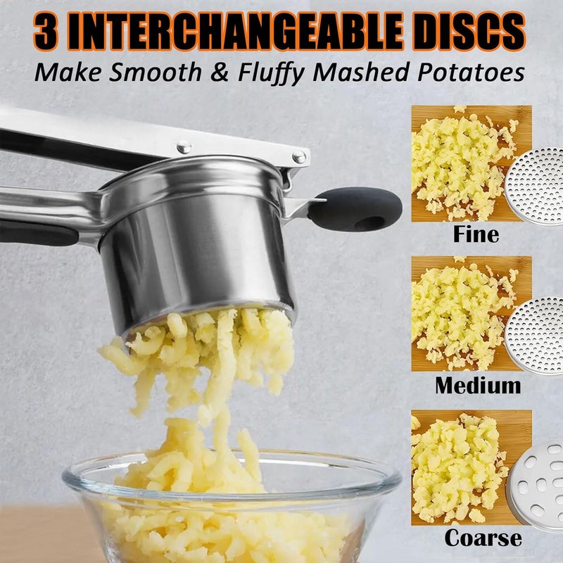 Elemirance Stainless Steel Potato Ricer 15 oz with 3 Interchangeable Discs - Heavy - Duty and Durable Kitchen Tool for Effortless Mashing - Image 4