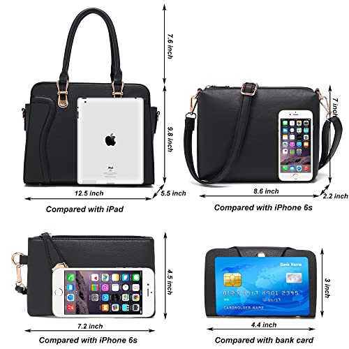 Soperwillton Women's Fashion Handbags Tote Bags Shoulder Bag Top Handle Satchel Purse Set 4pcs - Image 3