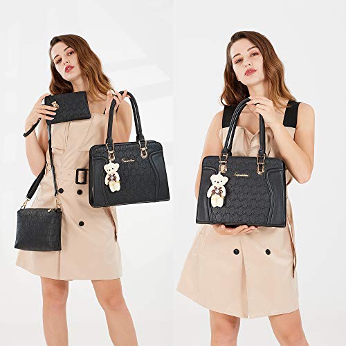 Soperwillton Women's Fashion Handbags Tote Bags Shoulder Bag Top Handle Satchel Purse Set 4pcs - Image 4