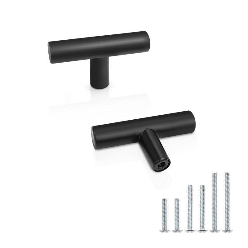 Probrico Pack of 20 Black Stainless Steel Kitchen Cabinet T Bar Handle Furniture Drawer Pulls Cuoboard Knobs PS3383HBK(32mm Projection/50mm Long) - Image 1