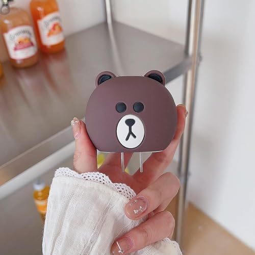 INEFABLE Charger Case Cover Protector with 3D Cute Pattern for iPhone Charger only 18W & 20W, Data Charging Cable Wire Saver Protective Cable Cover Full Protection - Set Of 1 (Brown Bear) - Image 2