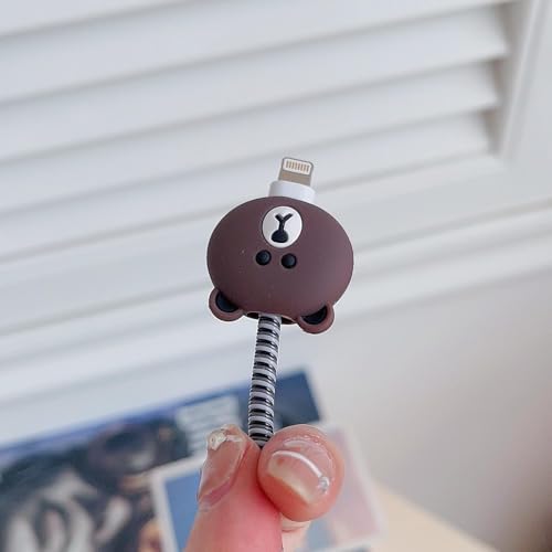 INEFABLE Charger Case Cover Protector with 3D Cute Pattern for iPhone Charger only 18W & 20W, Data Charging Cable Wire Saver Protective Cable Cover Full Protection - Set Of 1 (Brown Bear) - Image 4