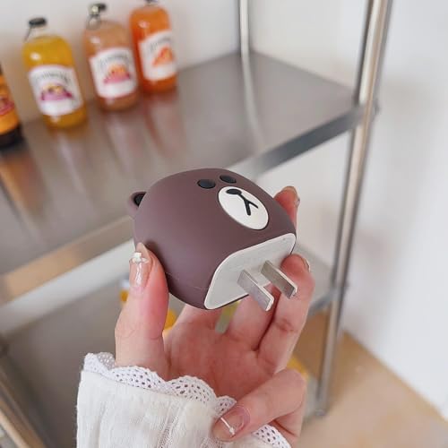 INEFABLE Charger Case Cover Protector with 3D Cute Pattern for iPhone Charger only 18W & 20W, Data Charging Cable Wire Saver Protective Cable Cover Full Protection - Set Of 1 (Brown Bear) - Image 5