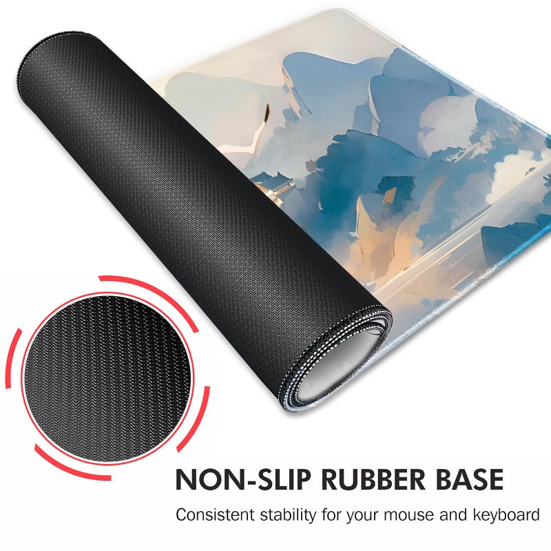 Galdas Gaming Mouse Pad XXL XL Large Long Extended Big Mousepad Non-Slip Rubber Keyboard Mouse Pad with Stitched Edges for Laptop Home Office (31.5x11.8x0.08 Inch) -Cloud Scenery - Image 5