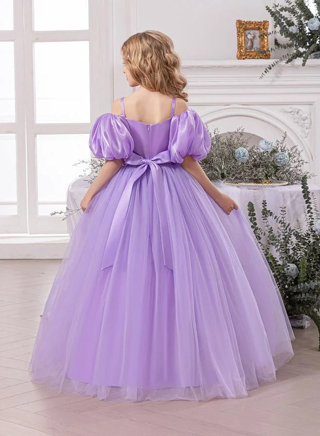 Take Two  Bow Detail Cold Shoulder Puff Sleeve Dress for Women | Best Price UAE