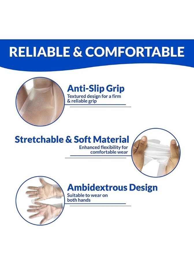 100-Piece Plastic Disposable Latex and Powder Free Clear Gloves  - Image 4