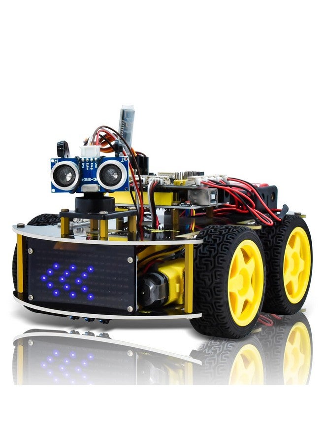 كي إستديو روبوت سيارة ذكي من KEYESTUDIO، مجموعة أدوات بدء تشغيل قابلة للبرمجة ذات الدفع الرباعي لـ Arduino وUno R3، مشروع برمجة إلكترونيات/مجموعة تعليمية STEM/ترميز علمي للمراهقين والبالغين، 15 عامًا فأكثر - Image 1
