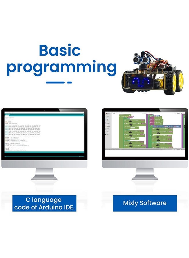كي إستديو روبوت سيارة ذكي من KEYESTUDIO، مجموعة أدوات بدء تشغيل قابلة للبرمجة ذات الدفع الرباعي لـ Arduino وUno R3، مشروع برمجة إلكترونيات/مجموعة تعليمية STEM/ترميز علمي للمراهقين والبالغين، 15 عامًا فأكثر - Image 3