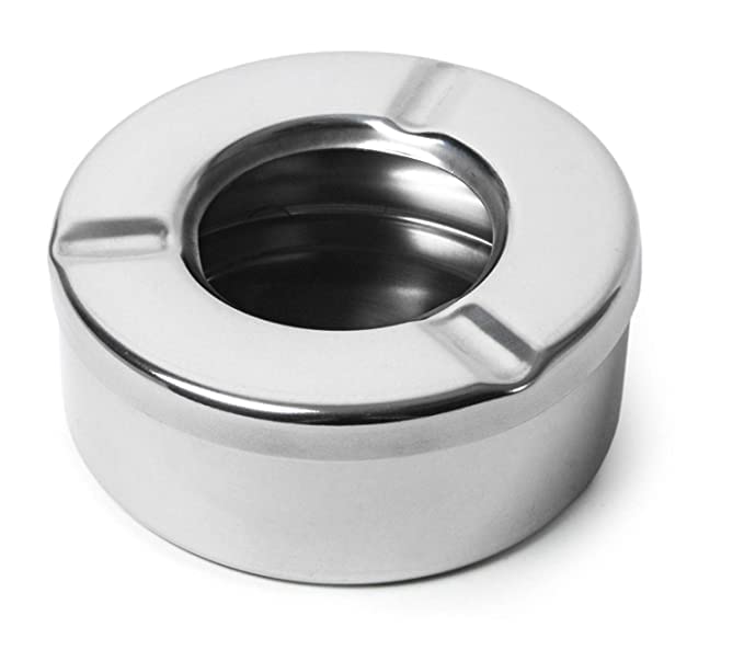 FINALITY Stainless Steel Ashtray for Cigarette Ash Holder Tray with Lid for Home, Office and Bar (Pack of 2) - Image 1