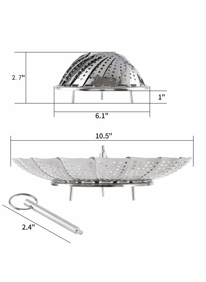 Lakobos Steamer Basket Stainless Steel Instant Pot Accessories, for Food and Vegetable, Premium Expandable Steam Basket to Fit Various Size Pots Medium (6.1 to 10.5) - Image 2