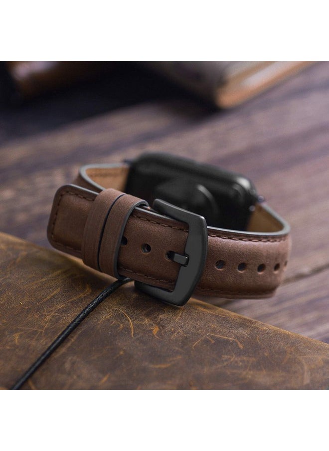 Fullmosa - Fullmosa Leather Bands Compatible with Apple Watch Band 42mm 44mm 45mm 49mm,Yola Leather Bracelet Apple Watch Band Compatible for iWatch Ultra 2 Ultra SE2 SE Series 9 8 7 6 5 4 3 2 1, Dark Brown - Image 1