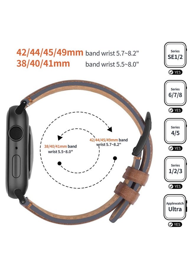 Fullmosa - Fullmosa Leather Bands Compatible with Apple Watch Band 42mm 44mm 45mm 49mm,Yola Leather Bracelet Apple Watch Band Compatible for iWatch Ultra 2 Ultra SE2 SE Series 9 8 7 6 5 4 3 2 1, Dark Brown - Image 1