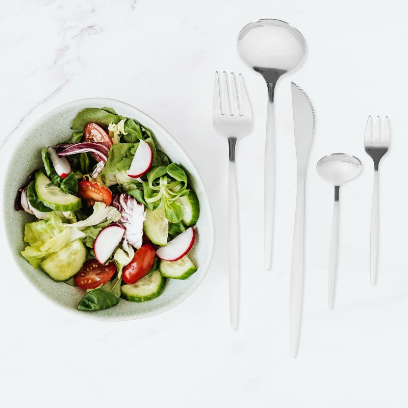 30 Pieces Stainless Steel Flatware Set Silver Cutlery Forks Spoons Home Dining - Image 5