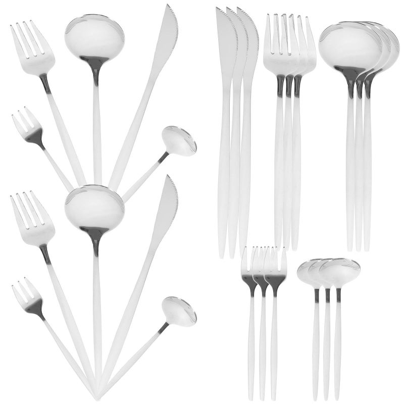 30 Pieces Stainless Steel Flatware Set Silver Cutlery Forks Spoons Home Dining - Image 2