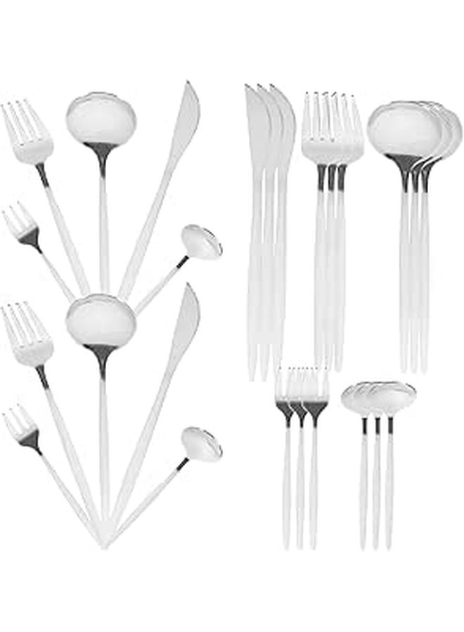 30 Pieces Stainless Steel Flatware Set Silver Cutlery Forks Spoons Home Dining - Image 1