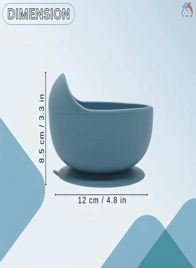 Babylief™ Silicone Suction Bowl and Wooden Handled Silicone Spoon Combo (Blue) - Image 4