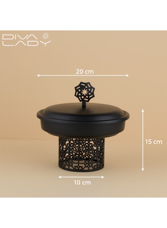 DIVA LADY Black Metal Serving Dish with Decorative Lid – Elegant Size 20 × 15 × 10 cm for Premium Hosting - Image 3