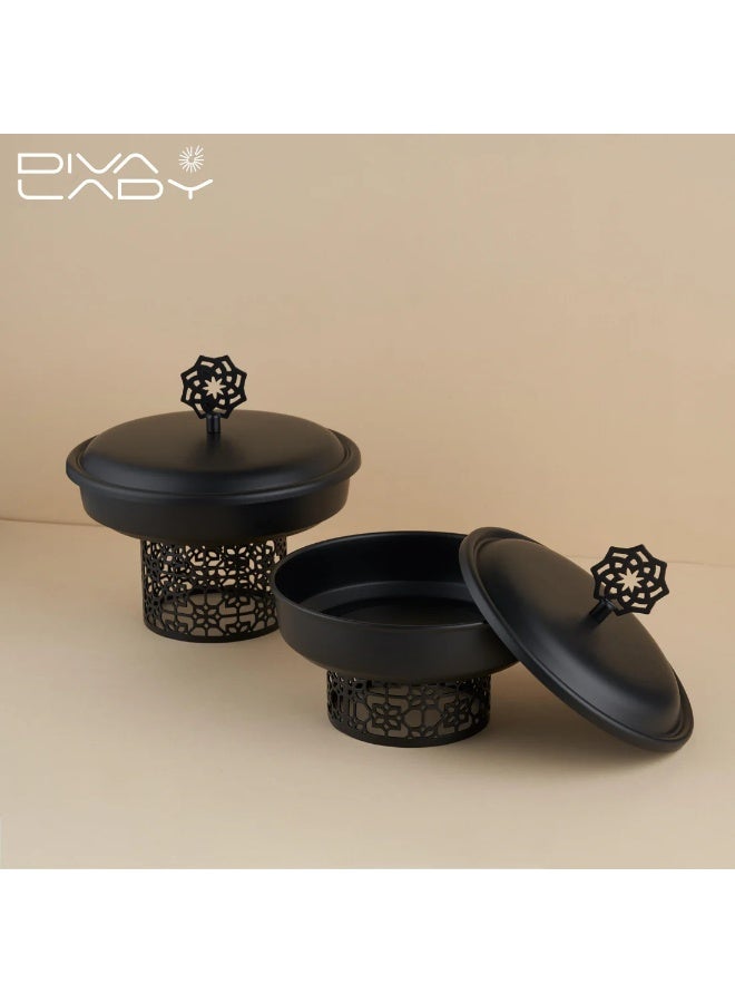 DIVA LADY Black Metal Serving Dish with Decorative Lid – Elegant Size 20 × 15 × 10 cm for Premium Hosting - Image 2