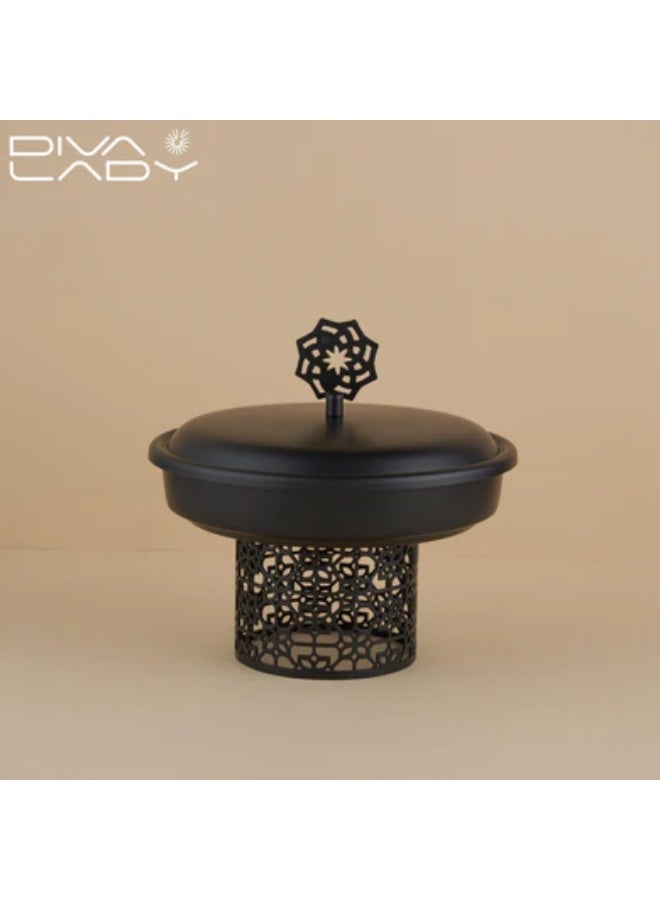DIVA LADY Black Metal Serving Dish with Decorative Lid – Elegant Size 20 × 15 × 10 cm for Premium Hosting - Image 1