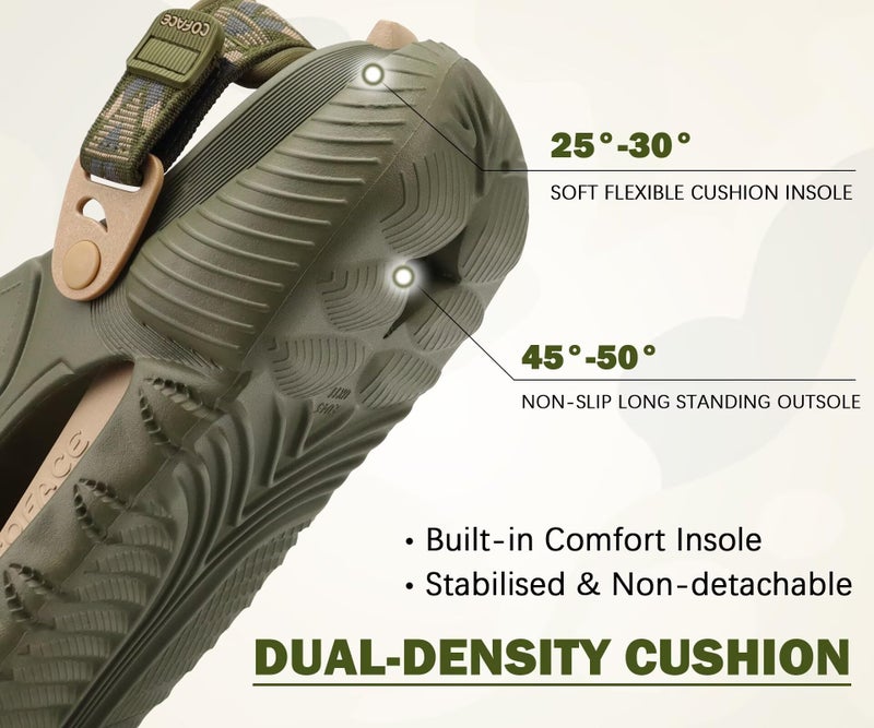 COFACE Mens Clogs with Arch Support Orthopedic Sandals for Men Orthotic 2025 Recovery Mules Man Plantar Fasciitis Summer GreenBeige Size 10 - Image 4