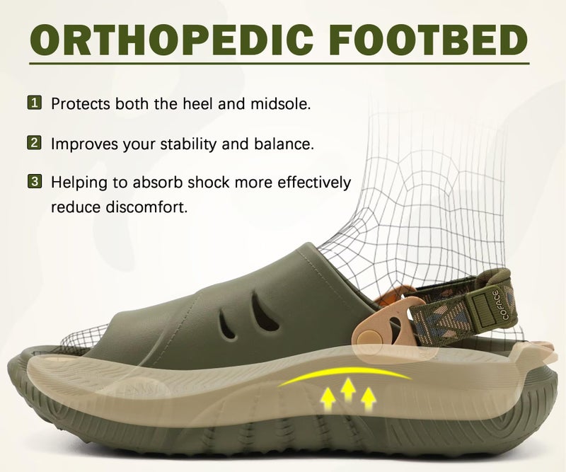 COFACE Mens Clogs with Arch Support Orthopedic Sandals for Men Orthotic 2025 Recovery Mules Man Plantar Fasciitis Summer GreenBeige Size 10 - Image 3
