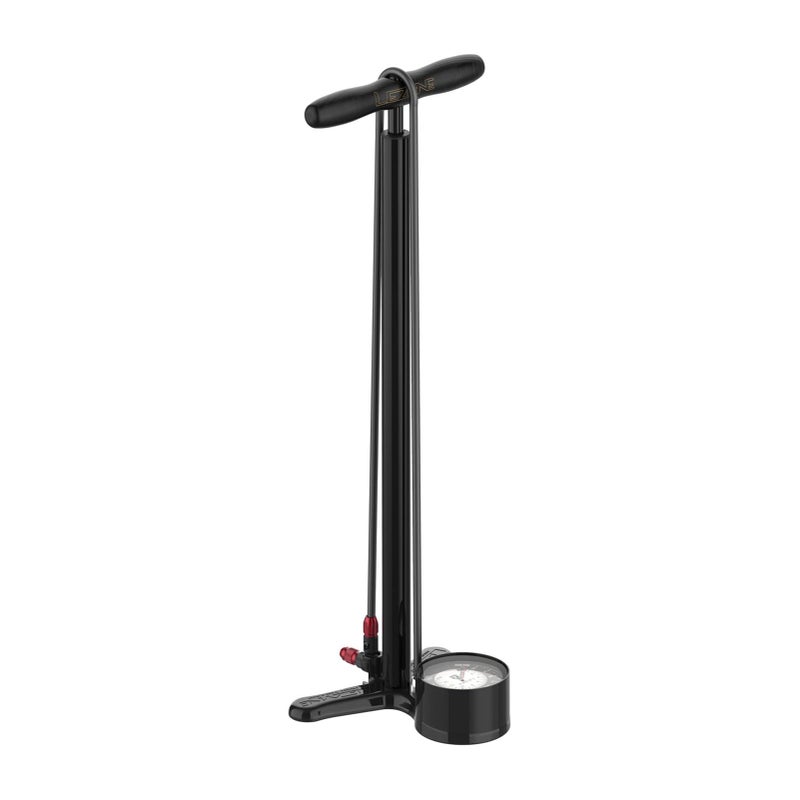 LEZYNE Classic Floor Drive 35 Bike Pump High Pressure 220 PSI Floor Bicycle Pump with Gauge for Road Track Bikes Presta Schrader Valve Metallic Black