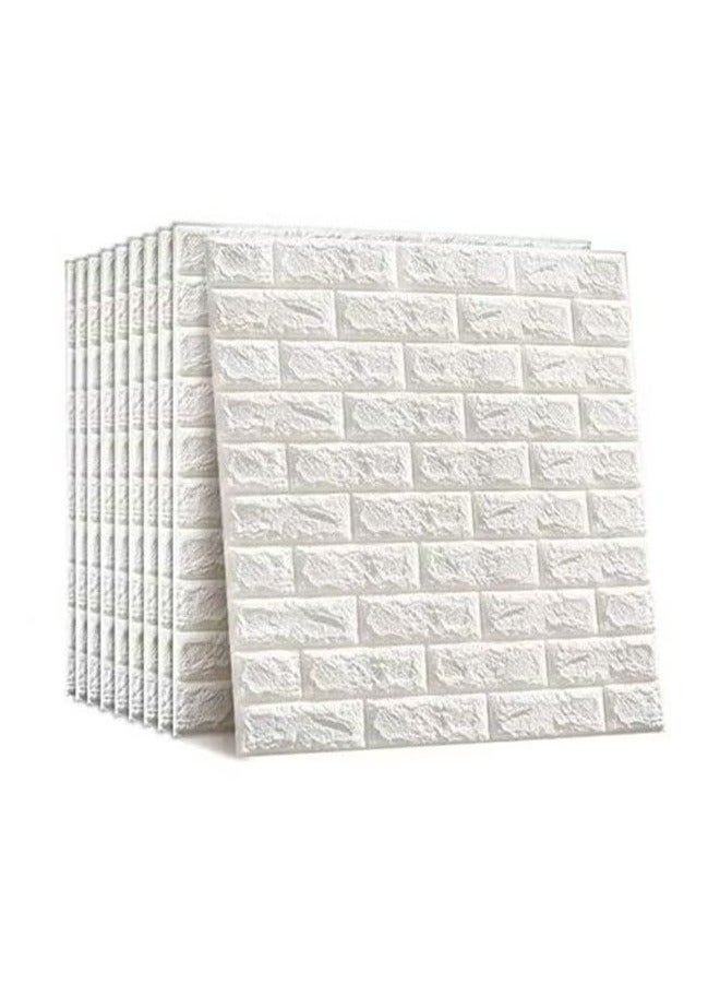 RollsTimi  10 Pieces 3D Wallpaper, Waterproof White Brick Pattern Wall Stickers Living Room Bedroom, 77x70cm - Image 1