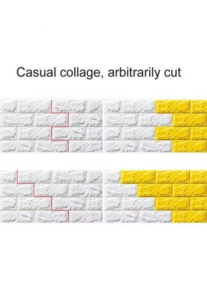 RollsTimi  10 Pieces 3D Wallpaper, Waterproof White Brick Pattern Wall Stickers Living Room Bedroom, 77x70cm - Image 5