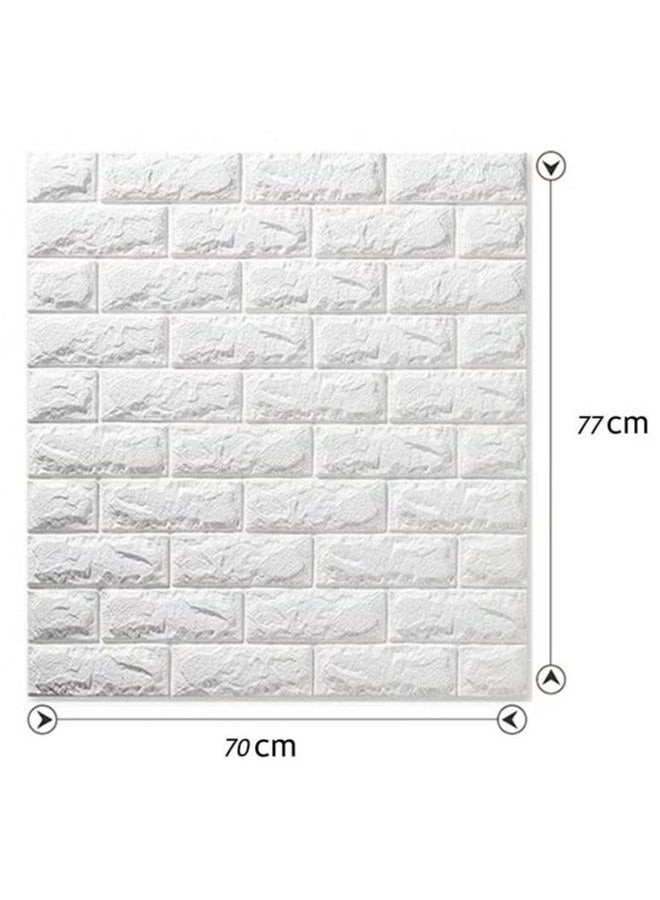 RollsTimi  10 Pieces 3D Wallpaper, Waterproof White Brick Pattern Wall Stickers Living Room Bedroom, 77x70cm - Image 3