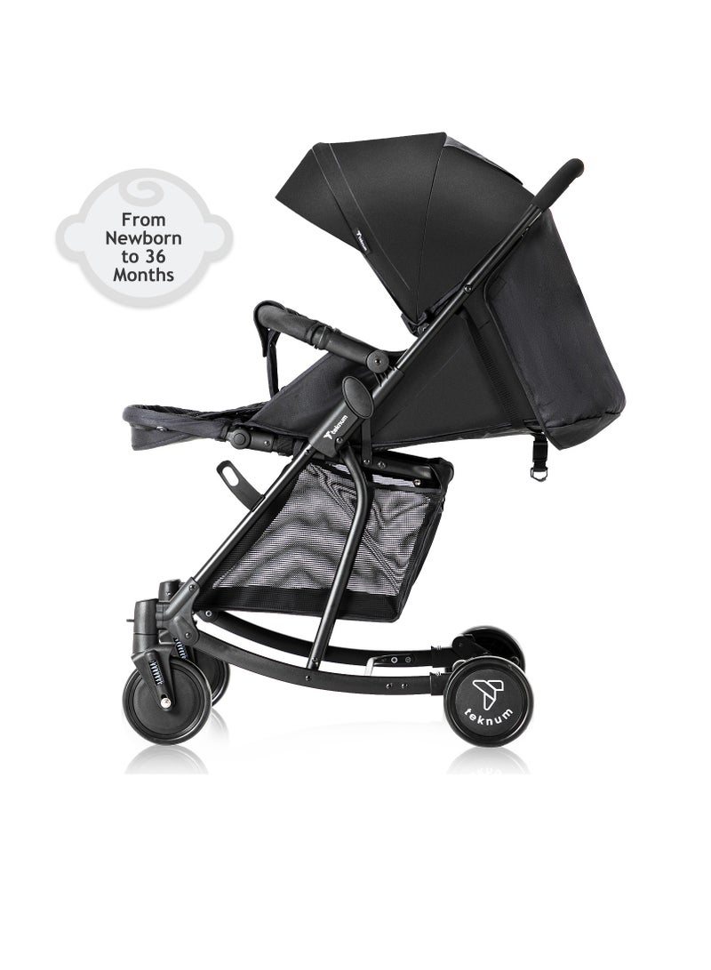 Teknum Stroller With Rocker with Green Fashion Diaper Bag- Black - Image 3