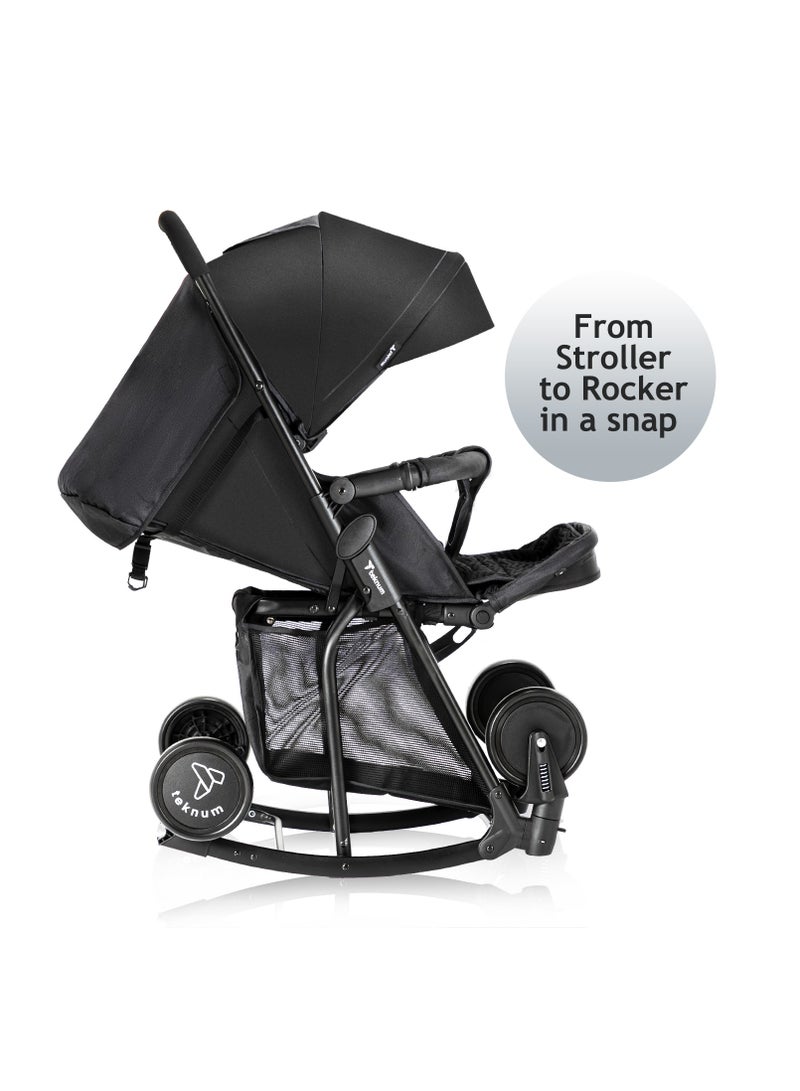 Teknum Stroller With Rocker with Green Fashion Diaper Bag- Black - Image 5