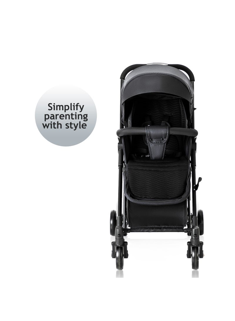 Teknum Stroller With Rocker with Green Fashion Diaper Bag- Black - Image 4