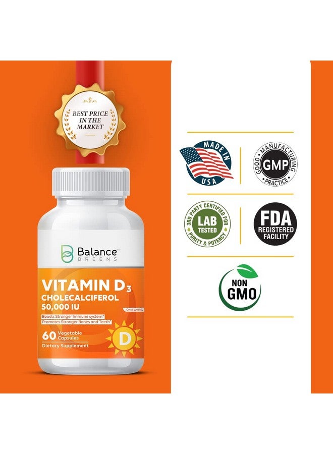 Balancebreens Vitamin D3 50000 Iu 60 Veggie Capsules High Potency Gluten Free Nongmo Vitamin D Supplement By Balance Breens - Image 4
