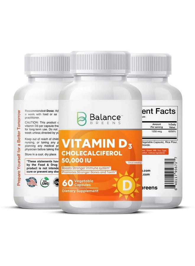 Balancebreens Vitamin D3 50000 Iu 60 Veggie Capsules High Potency Gluten Free Nongmo Vitamin D Supplement By Balance Breens - Image 3