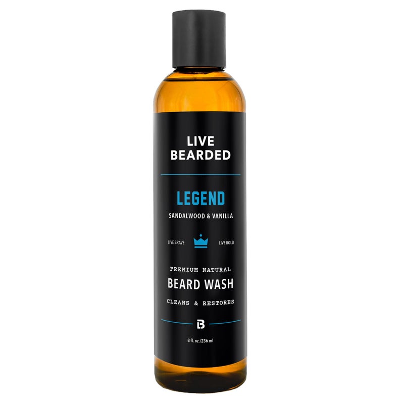 Live Bearded Beard Wash 8 fl oz  WaterBased Face Cleanser with AllNatural Ingredients for a Gentle Deep Clean  Made in the USA  Legend Scent  Sandalwood Vanilla