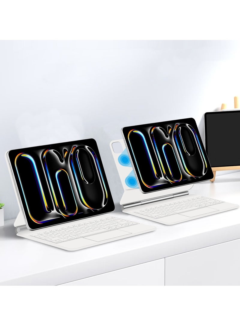 عام لوحة مفاتيح مغناطيسية لـ iPad Pro 11/13” 2024، تحتوي على لوحة تعقب متعددة اللمس، لوحة مفاتيح خلفية لاسلكية، قاعدة عائمة قابلة للتعديل بسهولة - Image 3