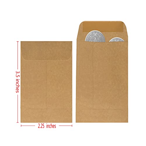 Bonfasvo 200 Pack #1 Kraft Coin Envelope 2.25 X 3.5 inches Kraft Envelopes Classic Small Parts Envelopes with Self Adhesive Gummed Flap for Coins Cash Credit Cards Seeds - Image 2
