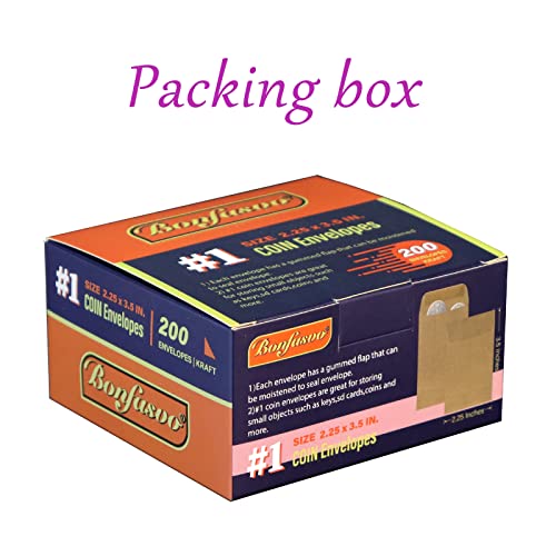 Bonfasvo 200 Pack #1 Kraft Coin Envelope 2.25 X 3.5 inches Kraft Envelopes Classic Small Parts Envelopes with Self Adhesive Gummed Flap for Coins Cash Credit Cards Seeds - Image 5