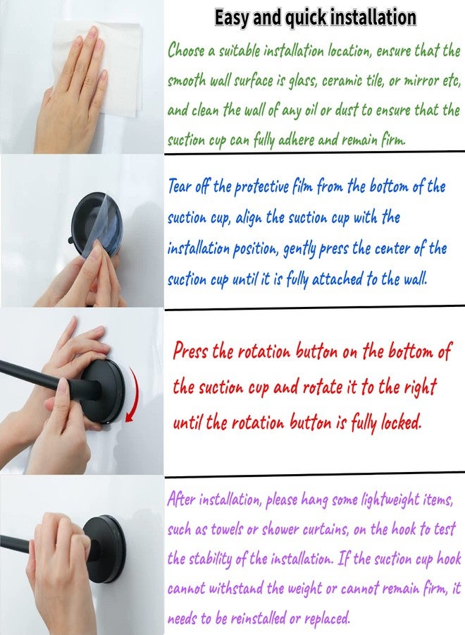 DGYB Suction Cup Towel Bar for Bathroom 17 Inch Matte Black Towel Holder Stainless Steel Premium Kitchen Towel Rack Wall Mounted - Image 5