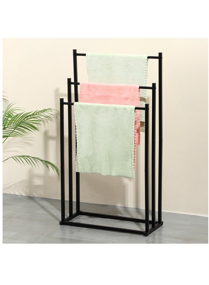 MIXDE 3-Tier Large Capacity Freestanding Metal Folding Towel Rack, Anti-rust Coating Metal Ladder Towel Holder, Drying Stand, Bathroom Bath Organizer Rack for Space Saving  - Image 3