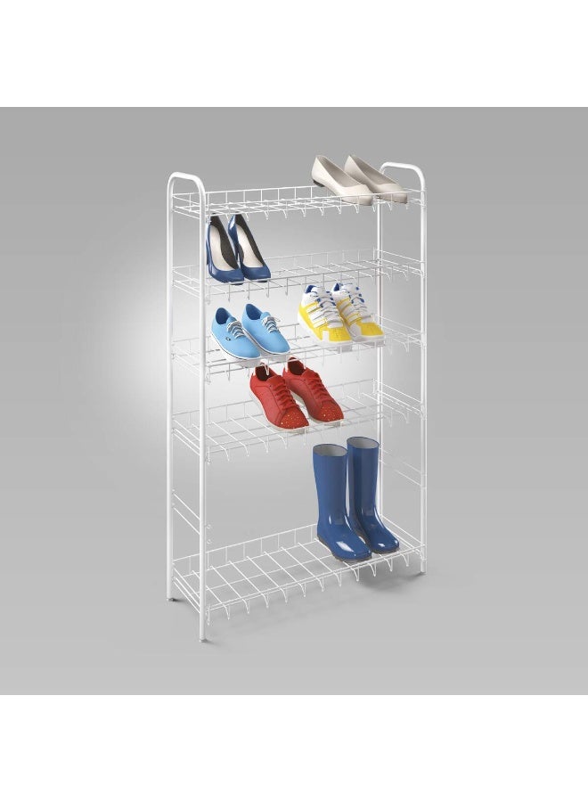 Metaltex رف أحذية ميتالتكس 6 طبقات - منظم أحذية أبيض مع طلاء بلاستيك LDPE متين، تخزين موفر للمساحة يصل إلى 18 زوجًا - Image 3