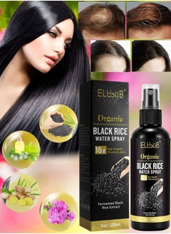 ELBBUB 120ml Organic Black Rice Water Spray with Castor Oil Biotin for Hair Growth Hair Regrowth Treatment for Thicker Fuller Hair Growth Hair Growth Serum Rice Water Spray for Damaged Hair  - Image 1