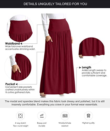 Simlu Burgundy Skirts for Women Ankle Length Skirt Casual Long Skirt High Waisted Maxi Skirt Reg and Plus Size Skirt Long Skirt (Size Medium, Burgundy) - Image 5