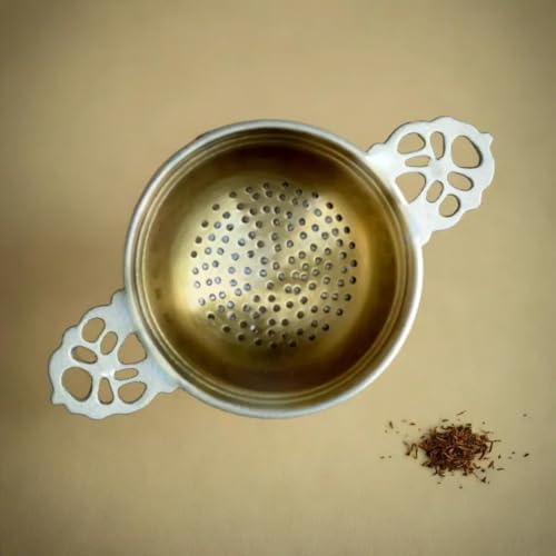 Peepul Tree Brass Tea Strainer for Tea and Coffee | Handmade Tea Infuser, Tea Strainer with Bottom Holder | Reusable Tea Filter Ideal for Loose Leaves (Brass Tea Strainer & Bowl) - Image 2