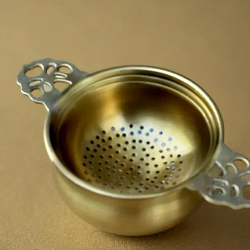 Peepul Tree Brass Tea Strainer for Tea and Coffee | Handmade Tea Infuser, Tea Strainer with Bottom Holder | Reusable Tea Filter Ideal for Loose Leaves (Brass Tea Strainer & Bowl) - Image 3